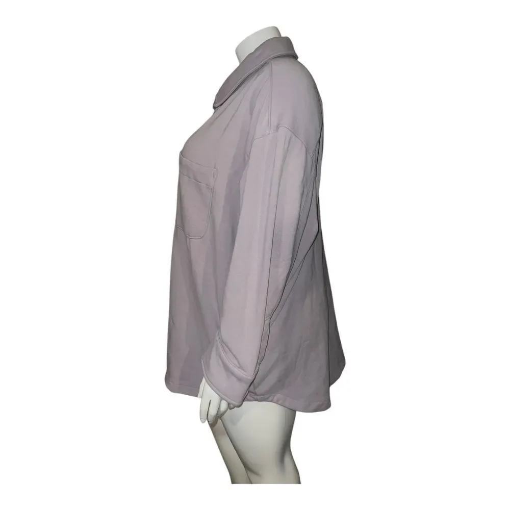 Athleta Plus Size Retroplush Shirt Jacket Tinsel Purple 3X NWOT - Picture 6 of 9